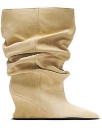 Balmain - Draped Suede Wedge Ankle Boots - Lyst