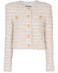 Balmain - Cropped Tweed Jacket - Lyst