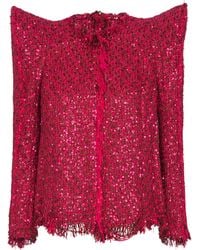 Balmain - Edge-To-Edge Sequin Tweed Jacket - Lyst