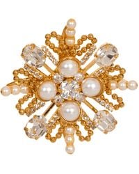 Balmain - Spilla Brandebourg Con Perle E Cristalli - Lyst