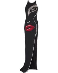 Balmain - Long Embroidered Dress With Face Motif - Lyst