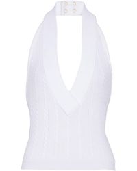 Balmain - Cable-Knit Halterneck Top - Lyst