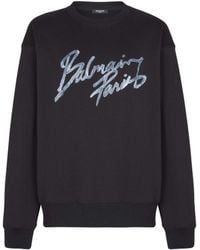 Balmain - Printed Cotton Sweatshirt - Lyst