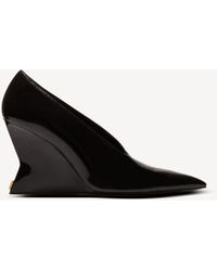 Balmain - Shiny Lambskin Wedge Pumps - Lyst