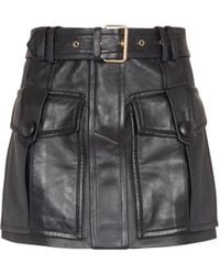 Balmain - Short Lambskin Skirt - Lyst