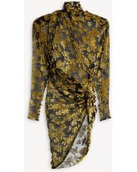 Balmain - Draped Velvet Jacquard Dress - Lyst