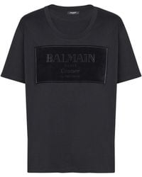 Balmain - Big Couture Label Flock T-Shirt, Regular Fit - Lyst