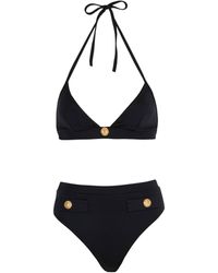 Balmain - Two-Piece Swimsuit With Buttons - Lyst