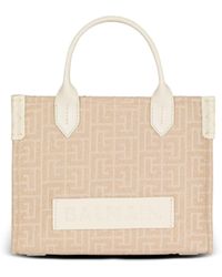 Balmain - B-Army Small Monogrammed Canvas And Leather Tote Bag - Lyst