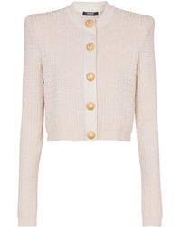 Balmain - Cardigan En Maille À Monogramme Pb Labyrinthe - Lyst