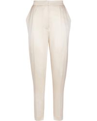 Balmain - High-Waisted Silk Trousers - Lyst