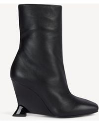 Balmain - Wedge Smooth Leather Ankle Boots - Lyst