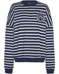 Balmain - Cotton College Emblem Sweatshirt With Breton Stripes - Lyst