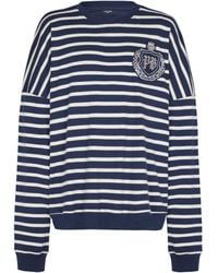 Balmain - Cotton College Emblem Sweatshirt With Breton Stripes - Lyst