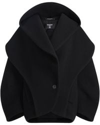 Balmain - Oversized Wool Pea Coat With Hood - Lyst