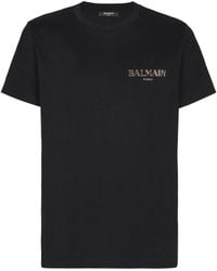 Balmain - T-Shirt With Vintage Gel Logo - Lyst