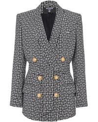 Balmain - Monogram Printed Jacket With Shawl Collar - Lyst