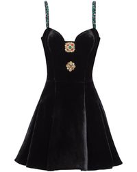 Balmain - Embellished Strappy Velvet Dress - Lyst