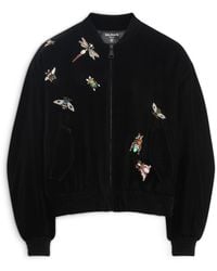 Balmain - Embroidered Velvet Insect Bomber Jacket - Lyst