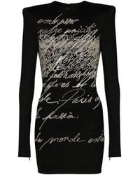 Balmain - Short Dress With "Love Letter" Embroidery - Lyst