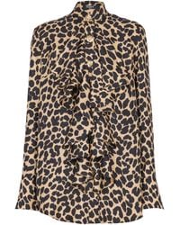 Balmain - Leopard Print Ruffled Shirt - Lyst