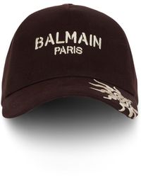 Balmain - Cotton Cap With Paris And Sun Embroidery - Lyst
