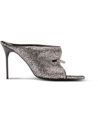 Balmain - Suede And Rhinestone Mules With Front Piercing - Lyst