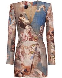 Balmain - Sky Printed Monogrammed Jacquard Wrap Dress - Lyst