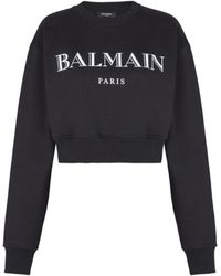 Balmain - Sweat-Shirt À Col Ras Du Cou Imprimé - Lyst