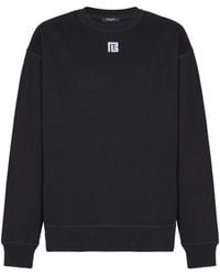 Balmain - Cotton Sweatshirt With Pb Embroidery - Lyst