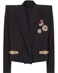 Balmain - Cropped Embroidered Jacket - Lyst