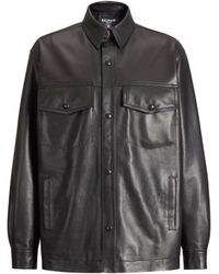 Balmain - Leather Overshirt - Lyst