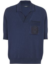 Balmain - Écusson Embroidered Knit Polo Shirt - Lyst