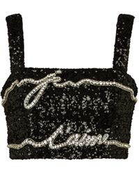 Balmain - Cropped Top With "Love Letter" Embroidery - Lyst