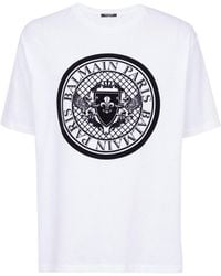 Balmain - T-Shirt Flocké - Lyst
