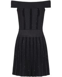Balmain - Off-The-Shoulder Glitter Knit Dress - Lyst