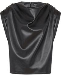 Balmain - Faux Leather Draped Top - Lyst