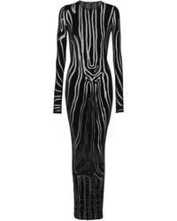 Balmain - Long Zebra-Print Velvet Dress - Lyst