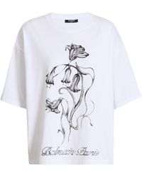 Balmain - Printed Flower T-Shirt - Lyst