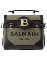 Balmain Small B-buzz 23 Smooth Leather Top Handle Bag With Logo Plaque ...