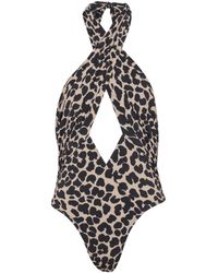 Balmain - One-Piece Leopard Pattern Swimsuit - Lyst