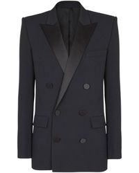 Balmain - Grain De Poudre Blazer With Satin Lapels - Lyst