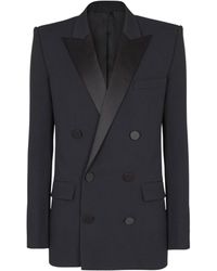 Balmain - Grain De Poudre Blazer With Satin Lapels - Lyst