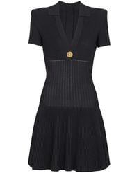 Balmain - Short Flared Knit Dress - Lyst