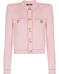 Balmain - Long-Sleeved Textured Knit Cardigan - Lyst