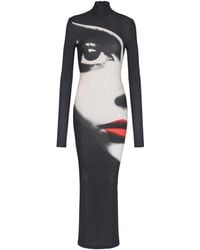 Balmain - Bodycon Long Dress With Face Print - Lyst