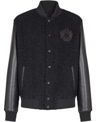 Balmain - Varsity Tweed And Faux Leather Jacket - Lyst