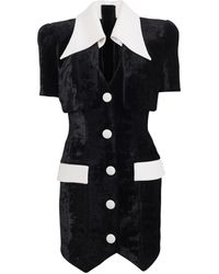 Balmain - Robe Courte Structurée En Velours Et Crêpe - Lyst