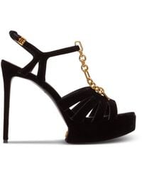 Balmain - Velvet Platform Sync Sandals - Lyst