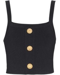 Balmain - Knit Bralette Top With Buttons - Lyst